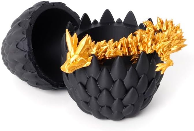 3D Printed Dragon Egg, 12'' Mystery Crystal Dragon Egg Fidget Toys Full Articulated Dragon Home Office Decor Executive Desk Toys for Autism/ADHD
