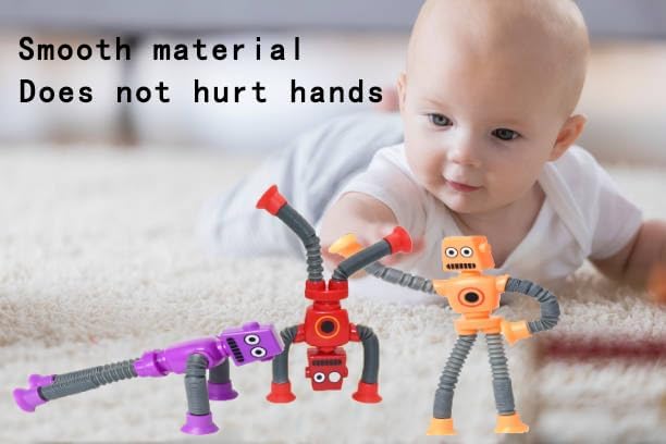 12PCS Telescopic Suction Cup Robot Toy,pop Tubes,Toys for Kids,Toddler Travel Toys,Toddler Sensory Toys,figette Toys,Fidget Toys for Kids,Treasure Box prizes,Small Toys for Kids prizes