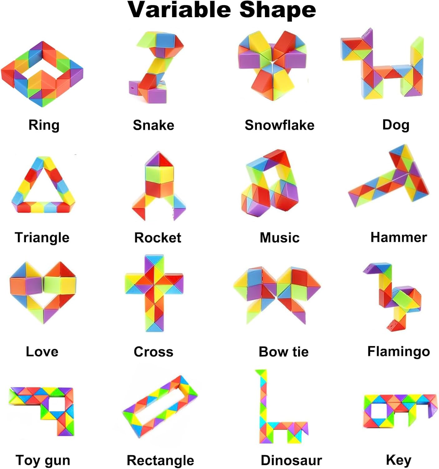 GOLDGE 40 Pack Mini Fidget Snake Cube Puzzle Toys - Party Favors & Goodie Bag Fillers, Travel Toys for Kids Ages 4-8, Rainbow Colors - Bulk Birthday & Back to School Gifts - Stocking Stuffers