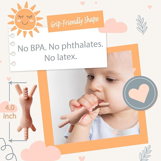 3D Baby Teether, BPA-Free Multi-Texture Silicone Teething Stick Toy,360-Degree Textured Design, Easy-Grip Design for Infants and Toddlers (Pink, 3D)