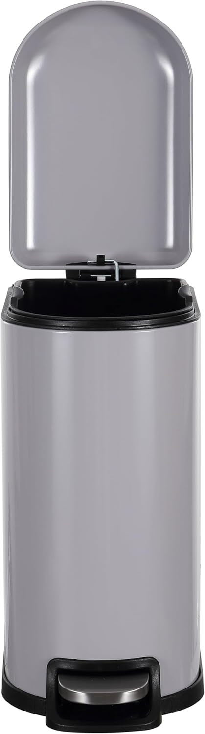 happimess HPM1009I Roland Mini 2.6-Gallon Step-Open Trash Can, Fog Gray,with Soft-Close Lid, Fingerprint Resistant, Modern, Minimalistic for Home, Kitchen, Laundry Room, Office, Bedroom, Bathroom