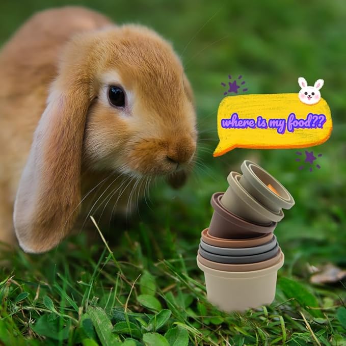 8 Pcs Stacking Cups for Rabbits,Multi Colored Reusable Bunny Toys of Different Sizes, Safe Plastic Pet Nesting Toys, Chinchilla, Guinea Pig for Hiding Food and Playing