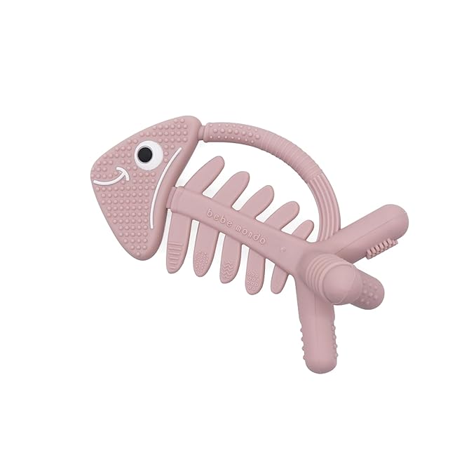 3 in 1 Infant Toys, Baby Teething Toys 3–6 6–12 Months, Teethers for Babies 0–3–6–12 Months for Teething Relief, Baby Gift, Baby Teether Toys, Silicone Sensory Toys,USA Patent Pending, Fish-Rose Pink