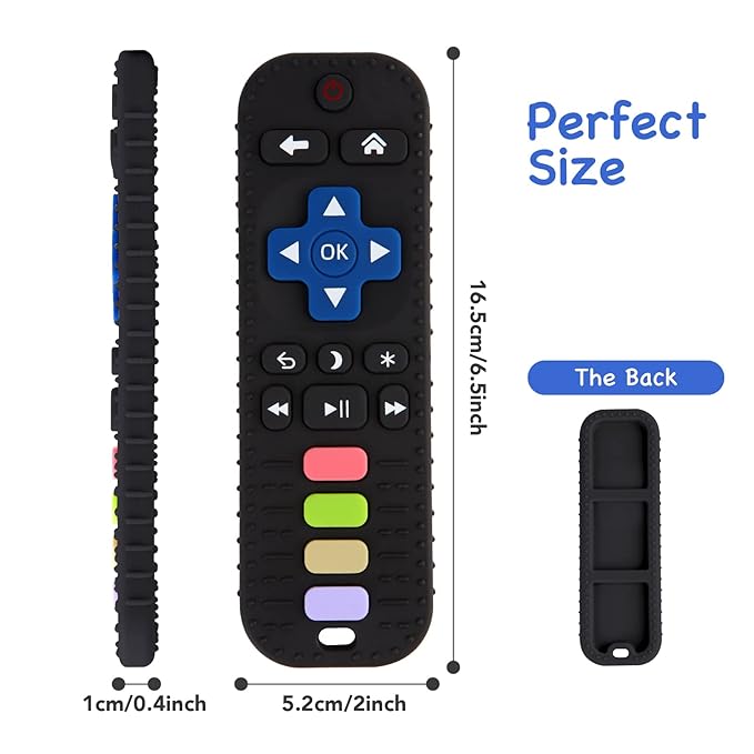 Hooku 2 Pack Silicone Teethers for Babies 0-6 months, Teething Toys for Babies 6-12 Months, Baby Remote Control Toy, Infant Toys 0-3 months, Sensory Chew Toys, Toddler Newborn Baby Girl Boy Gifts