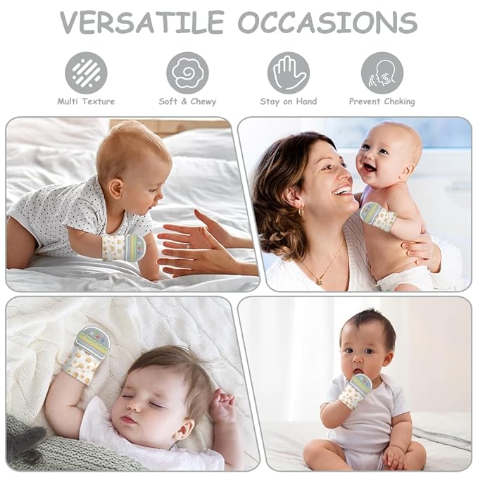 2Pack Silicone Teething Mitt, Hamburger Baby Teething Toy for 0-6 6-12 Months, Food Grade Silicone Infant Teething Mitten, BPA-Free Baby Chew Toys for Pain Relief, Sucking Needs