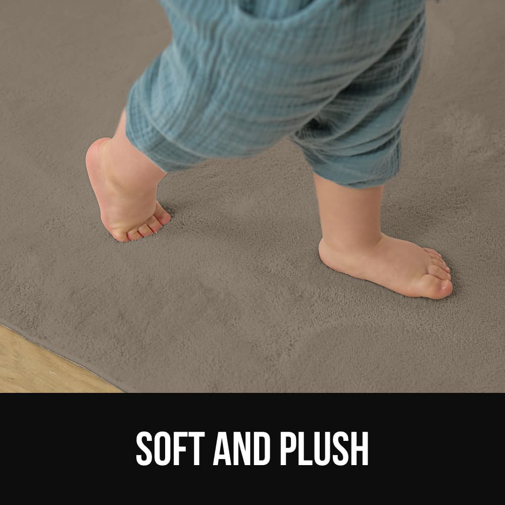 GORILLA GRIP Ultra Soft Washable Area Rug, 8x10, Stain and Slip Resistant Plush Thick Carpet for Bedroom Living Room, No Shed Floor Rugs, Pet Friendly, Dorm Essentials, Kids Nursery Home Decor, Taupe