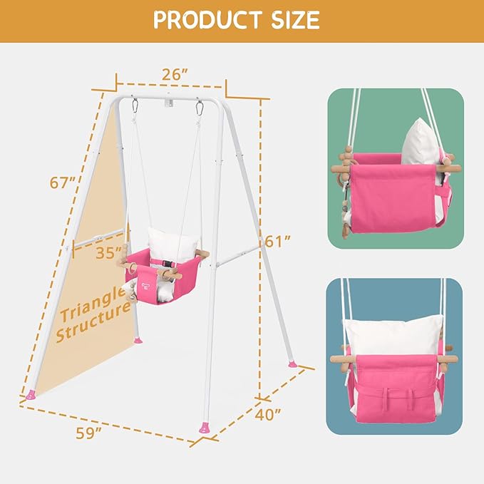 2 in 1 Baby Jumper with Toddler Swing, Baby Jumpers and Bouncers,Indoor Outdoor Toddler Swing Set(Pink)