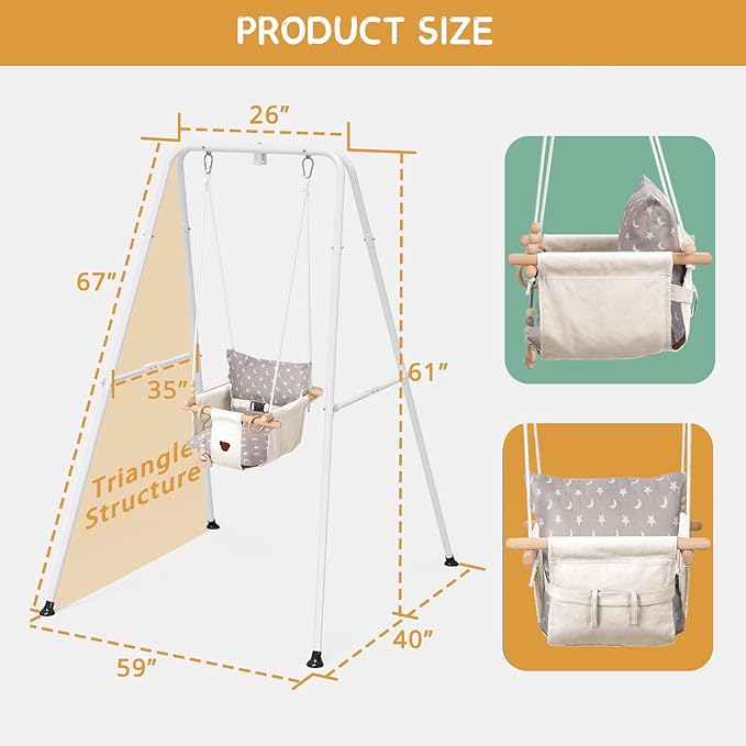 Baby Jumper with Toddler Swing, Baby Jumpers and Bouncers,Indoor Outdoor Toddler Swing Set (White)