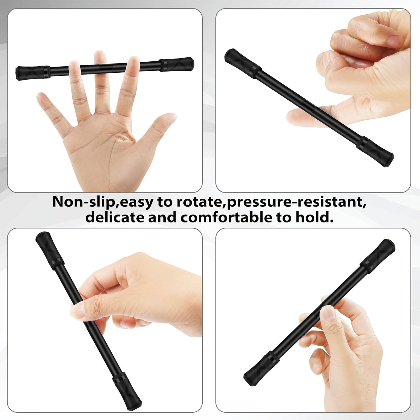 2 Pieces Pen Spinning Spinner Pen Gaming Pen Spinning Mod Gaming Spinning Pens Flying Spinning Pen Finger Rotating Pen for Kids Adults Office Supplies with Instruction Manual (Black)