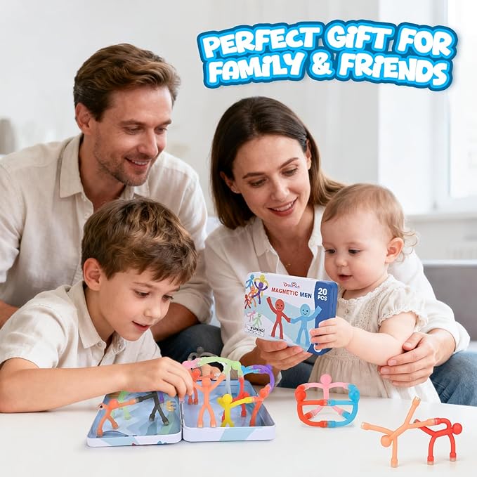 20Pcs Magnetic Travel Toys, Magnets Men for Kids with Metal Box, Airplane Car Travel Fidget Toys Portable Road Trip Activities Essential, Classroom Toys for Kids Birthday Stocking Stuffers Gifts