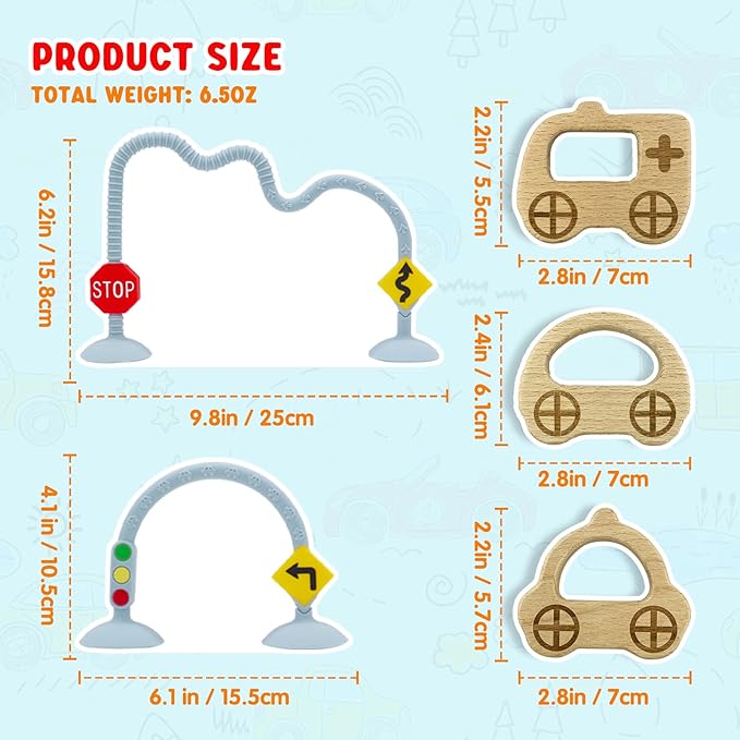 High Chair Suction Toys for Babies 6-12 Months, Suction Cup Toy for Toddlers 1-3, Baby Sensory Montessori Chew Toy for Babies 0-6 Month, Silicone Baby Teething Toys for 12-18 Months