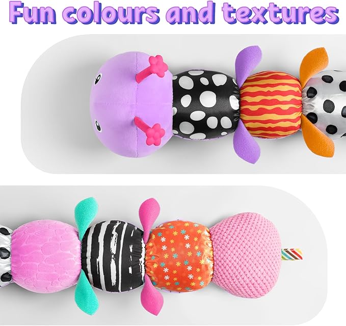 LIGHTDESIRE Baby Toys 6-12 Months Musical Caterpillar,Infant Toys Stuffed Animals with Ruler Design,Pull String,Crinkle&Rattles,Teething Toys Tummy Time Newborn Boy Girl Gifts 0-12 Months(Purple)
