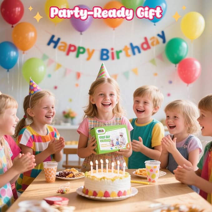 LovesTown Kids Cooking and Baking Sets, 32PCS Kids Chef Hat and Apron Pretend Play Toys for Toddler Gifts for Boys Girls