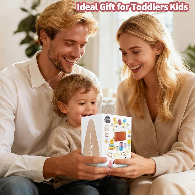 Shape Sorter Baby Toys 5 in 1 Montessori Toy, Shapes for Sorting Play for Infants Ages 6-48 Months, Stack & Count Cups, Rings Toy Links, Sensory Learning Toy Set Babies Birthday Gift