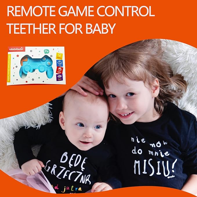 Cool Remote Game Control Teething Toy for Babies 0-6 6-12 Months,Game Controller Teether for Gamer Parents,Baby's First Valentines Day Gifts,Silicone Remote Chew Toys(Blue