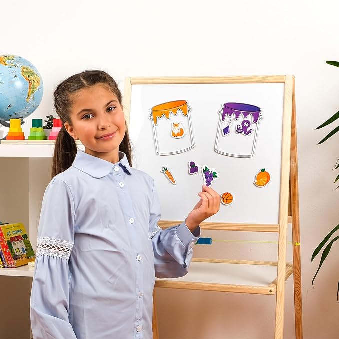 Simply magic 11 Jars Magnetic Color Sorting Set - Color Sorting Toys for Toddlers, Magnetic Shapes, Learning Colors Recognition Magnets, Colors Matching Games for Toddlers, Preschool Circle Time