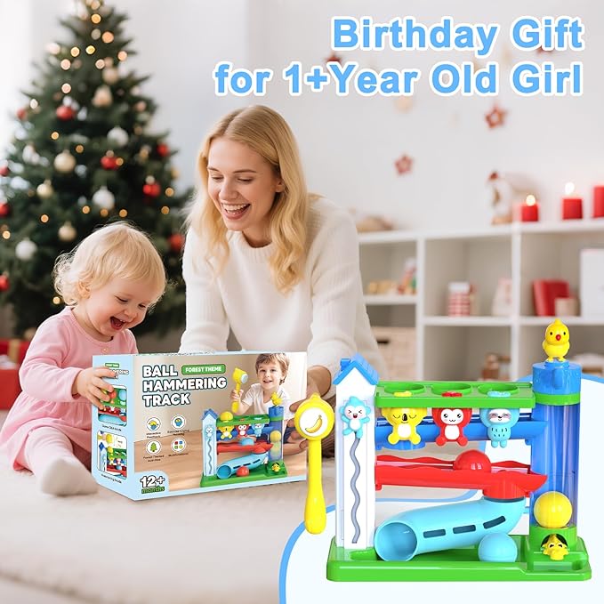 Musical Toy for 1-2 Year Old Boys,Educational Baby Toys 12-18 Months,Ball Drop Toy with English & Spanish,Fine Motor Toys for Toddlers 1-3,Birthday Gift for 1+ Year Old Boy (Blue)