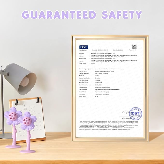 Baby Teething Toys 3-6 Months, Teether and Sensory Rattle for Babies 0-6 Months, Food Grade Silicone Teethers 6-12 Months, Infant Teething Relief Chew Toys, Sunnyflower Teether Toy BPA Free - Purple