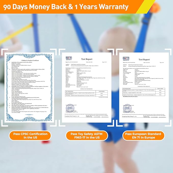 FUNLIO Baby Jumper with a Ceiling Hook for 6-24 Months, Baby Door Jumper for Indoor/Outdoor Play, Infant Jumper Doorway with Adjustable Chain, Easy to Assemble & Store (with a Ceiling Hook)