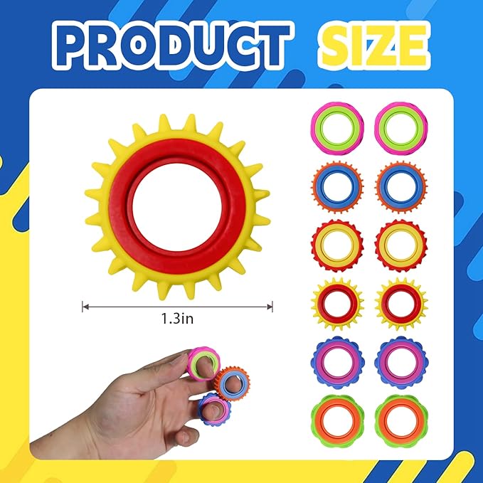 12 Pack Fidget Toys Adults Sensory Rings,Quiet Anxiety Fidgets for Classroom,Pain Stim Little Ouchies Stress Relief Sensory Toys for Kids ADHD