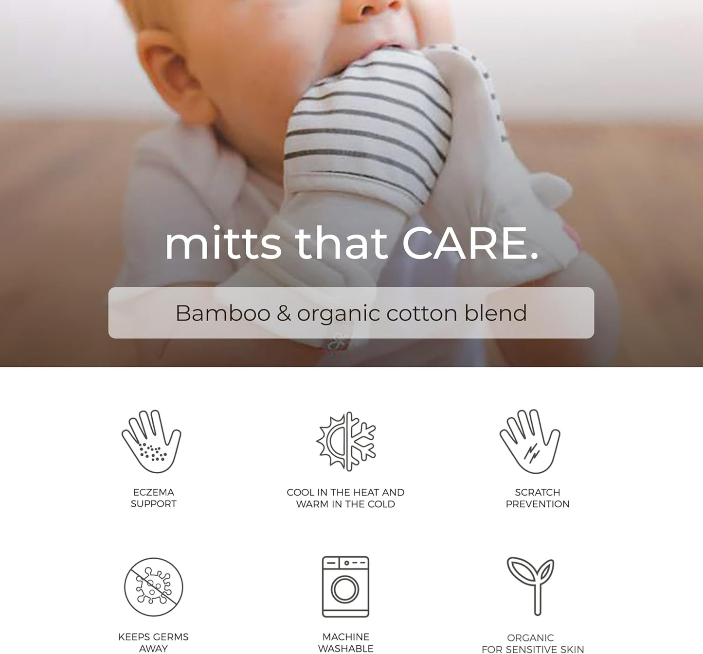 goumikids Viscose Made from Bamboo Cotton Anti-Scratch Soft Stay-On Mitts