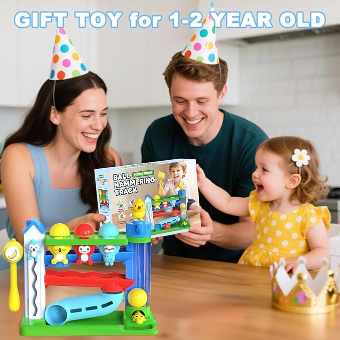 Hammer Toddler Musical Toys, Light-Up Baby Musical Toy for 1-2 Year Old Boys & Girls,STEM Educational Toy with English & Spanish, for Ages 6-9,9-12,12-18,18-24+ Months