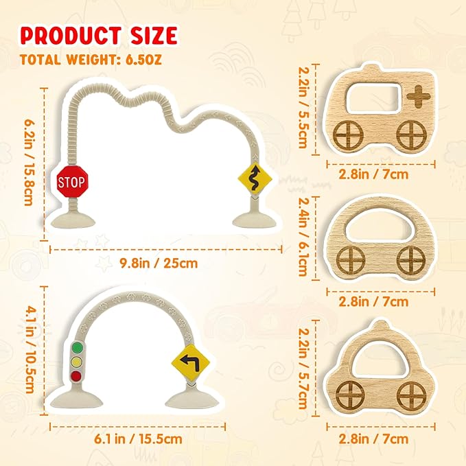 High Chair Suction Toys for Babies 6-12 Months, Suction Cup Toy for Toddlers 1-3, Baby Sensory Montessori Chew Toy for Babies 0-6 Month, Silicone Baby Teething Toys for 12-18 Months