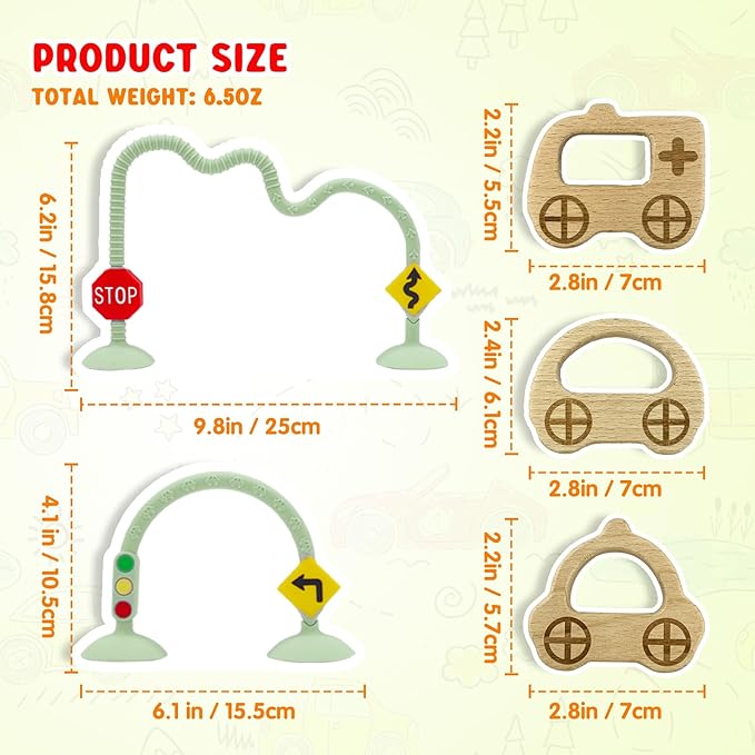 High Chair Suction Toys for Babies 6-12 Months, Suction Cup Toy for Toddlers 1-3, Baby Sensory Montessori Chew Toy for Babies 0-6 Month, Silicone Baby Teething Toys for 12-18 Months