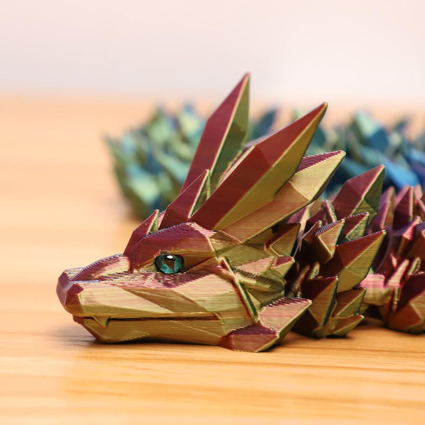 24" 3D Printed Dragon, Articulated Dragon, Crystal Dragon, Dragon Fidget Toy, Home Office Decor Executive Desk Toys (Blue)