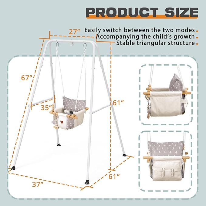 2 in 1 Baby Jumper & Swing, Baby Jumper for Indoor and Outdoor Use, Toddler Swing with Foldable Stand, Stable Bouncer Jumper(White)