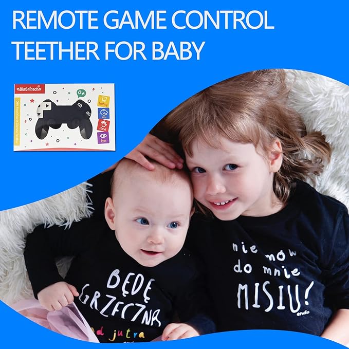 Cool Remote Game Control Teething Toy for Babies 0-6 6-12 Months,Game Controller Teether for Gamer Parents,Baby's First Valentines Day Gifts,Silicone Remote Chew Toys(Black