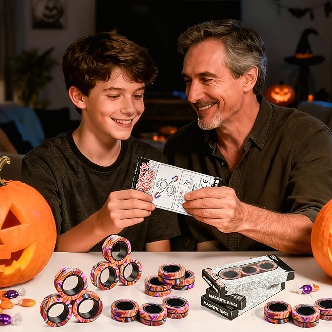 Halloween Magnetic Rings for Adults and Kids,Fidget Spinner Rings Toys for Anxiety Relief Therapy Boy and Girl Ages 8-13,Teens Halloween Party Favors Decorations,3PCS