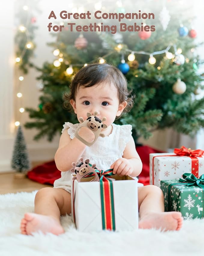 2 Pack Baby Teething Toys for 3-6 6-12 Months, Food Grade Silicone Teether Mitten, Baby Essentials Infant Teething Relief, Soothing Chew Toys for Newborn Infant Essentials