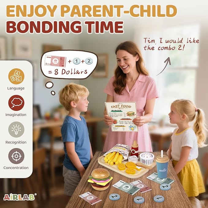 Wooden Play Food for Toddlers Pretend Play Sets 3-5 Year Old Food Toy Kitchen Accessories Birthday Gift for 3 Year Old Girl Boy 2-4 Age 4 5 6 Wood Educational Toys