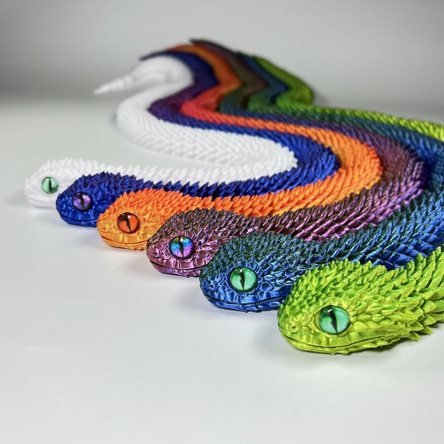 3D Printed Animals-Snake Viper, 24 in Surprise Mystery Snake Fidget Toy Creative Toy 3D Printed Articulated Snake Collectibles Home Office Executive Desk Decor (Red Blue)