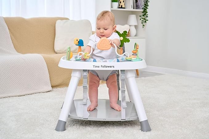 Time Followers® 6-in-1 Baby Activity Center | Jumpers and Bouncers | 4 Stage Grow Stationary Standing Toddler Play Table | Shower Gift | Infant Essential for Baby Ages 6-36Month (Grey)