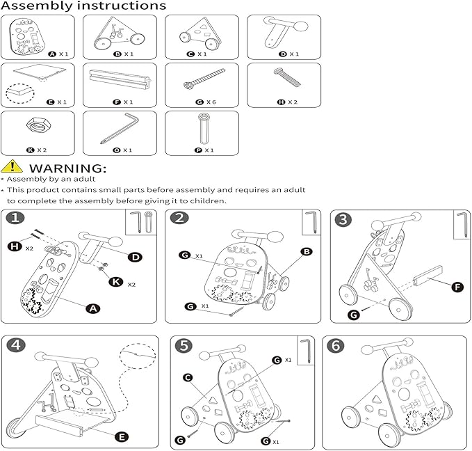 Wooden Push Walker, Adjustable Speed Baby Push Walker Activity Center Toys, Wooden Baby Walker Push and Pull Learning Activity Walker, Learning & Walking Toy for Boys Girls