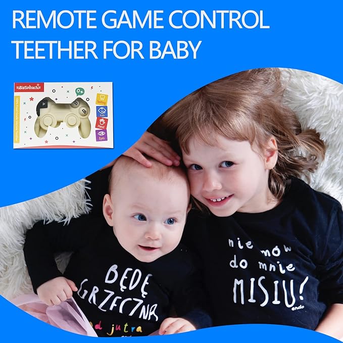 Cool Remote Game Control Teething Toy for Babies 0-6 6-12 Months,Game Controller Teether for Gamer Parents,Baby's First Valentines Day Gifts,Silicone Remote Chew Toys(White