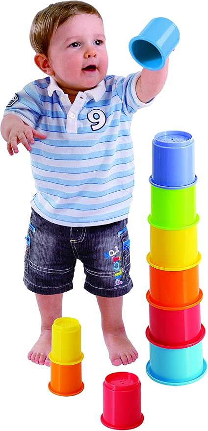 KIDSTHRILL Rainbow Colors Baby Stacking Cups for Toddlers, Tall Baby Stacking Toys Nesting Cups, Drain Holes for Bath Toys, Educational & Motor Skills Sorting & Nesting for 1 2 3 Years Old