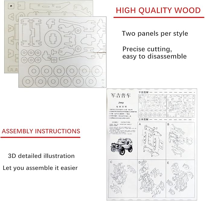 3D Wooden Puzzle - 6 Piece Set Wooden Car Brain Teaser Puzzle - DIY Assembly Car Building Model Kits - Wood STEM Toys Gifts for for Adults & Teens Birthday Gifts Christmas