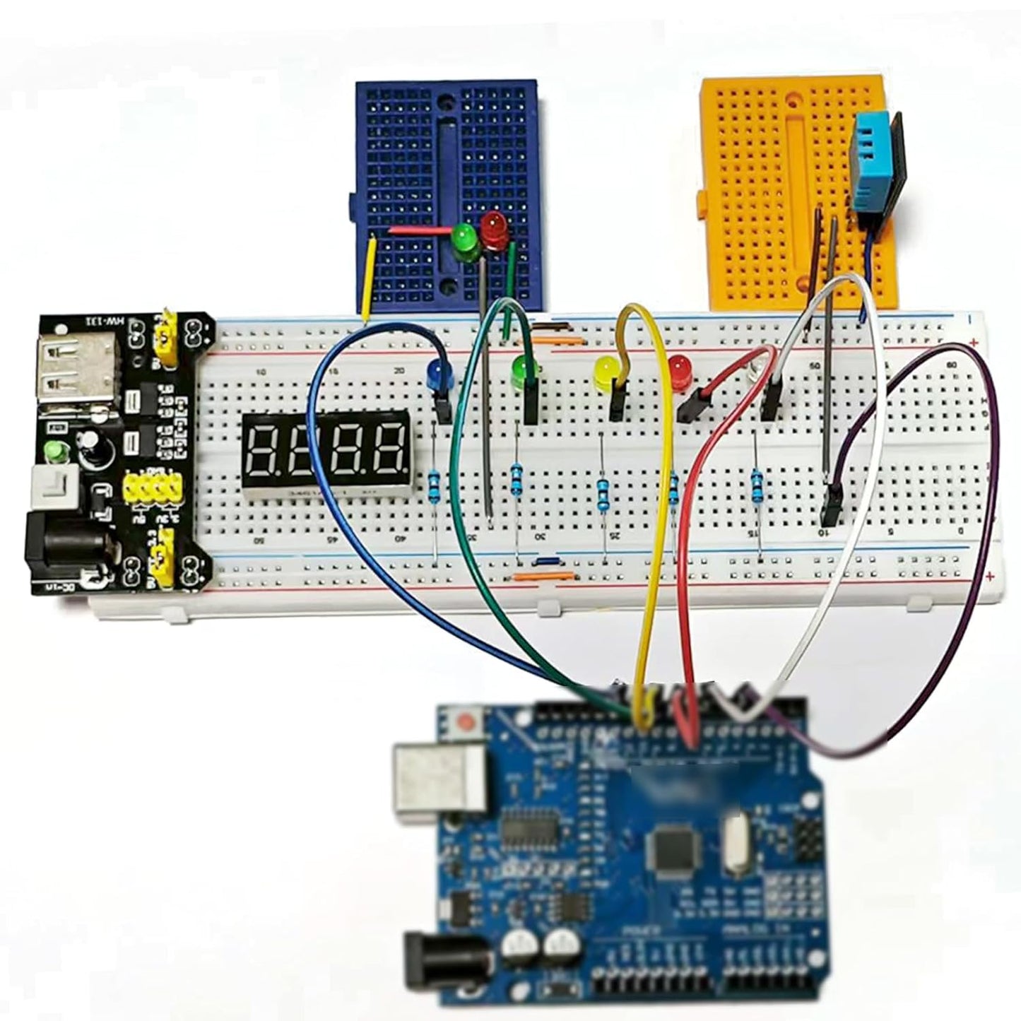 276Pcs Breadboard Jumper Wires Kit, 2Pcs 830 Breadboards + 2Pcs 400 Breadboards + 2Pcs Color-Coded 170 Breadboards + 140Pcs U-Shape Jumpers and 2x65Pcs Flexible Wires for Arduino, Raspberry Pi, STEM