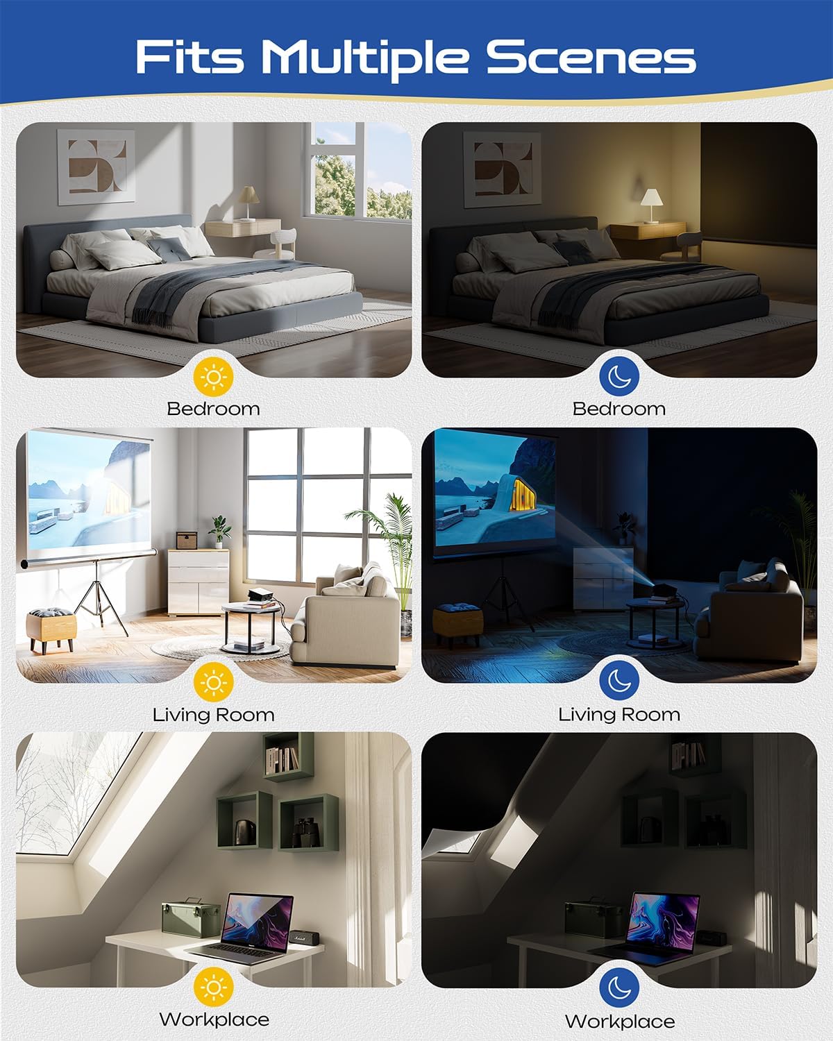 46" W x 84" L 100% Portable Blackout Curtains, Total Darkness No-Drill Black Out Window Cover,Temporary Blackout Shades with Hook & Loop Tape, for Bedroom, Nursery, Dorm, Travel (Black)