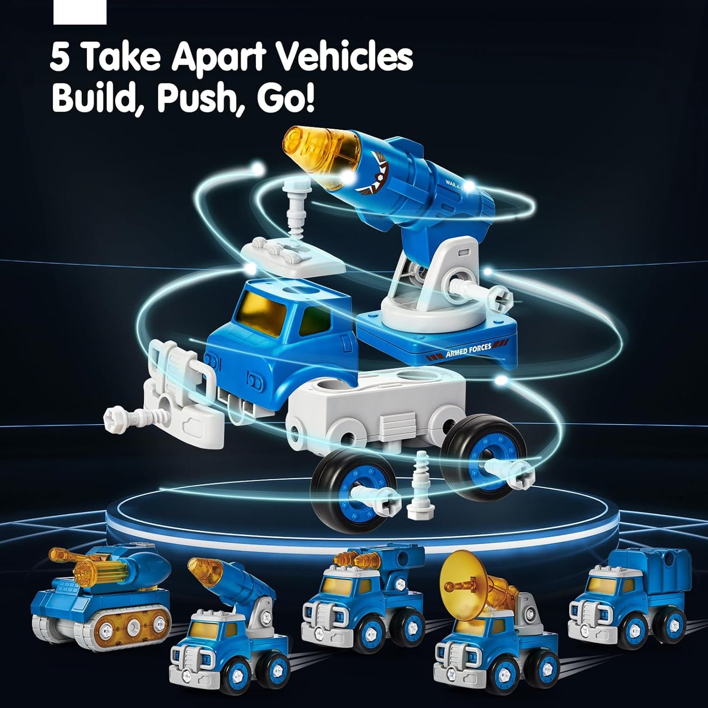 hahaland 5 Year Old Boy Birthday Gift - STEM Toys for Ages 5-7, Toy for 5 6 Year Old Boy, 5 in 1 Building Take Apart Trucks Transform to Robot, Boys Toys Stocking Stuffers for Kids Christmas Ages 5-8