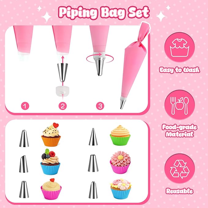 LovesTown Kids Cooking and Baking Sets, 32PCS Pretend Play Toys for Toddler Dress Up Clothes Birthday for Girls