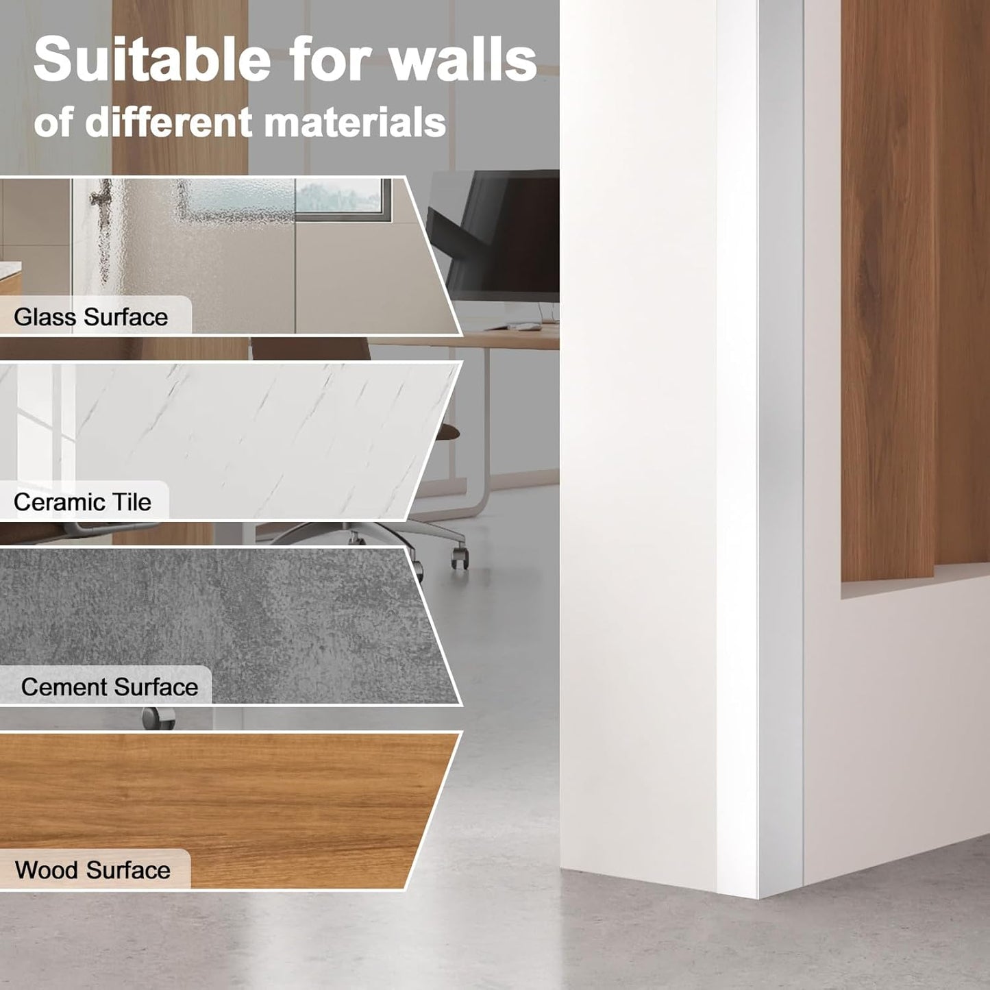 4PCS 45" White Metal Corner Protectors, Aluminum Self Adhesive Corner Guards, Metal Wall Edge Protector Strip, Furniture Corner Protectors, Wall Cabinet Baseboard Decoration 45" x 2"