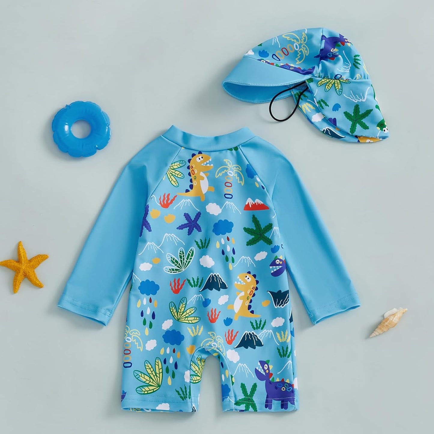 Hnyenmcko Baby/Toddler Boy Rash Guard Swimsuit Long Sleeve One Piece Zipper Swimwear Sunsuit Infant Bathing Suit Beachwear