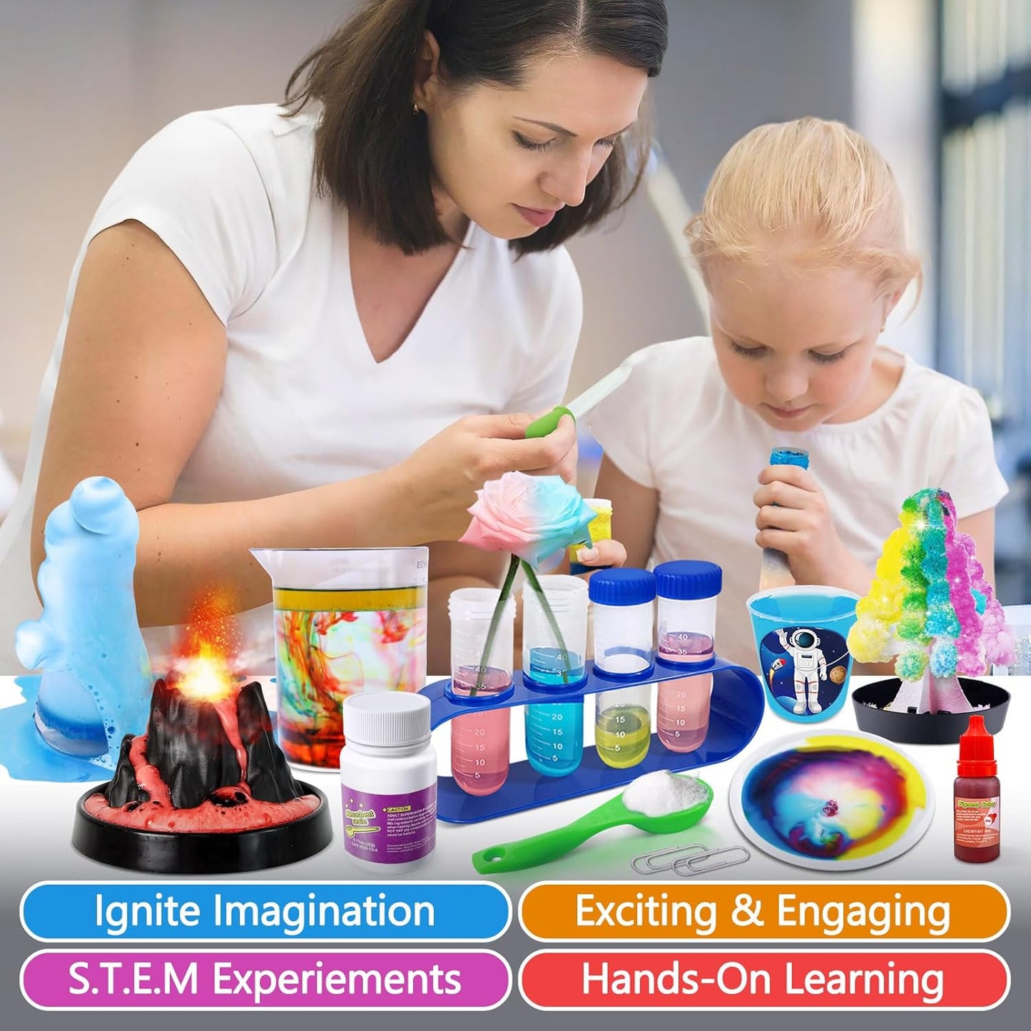310 Experiments Science Kits for Kids, S.T.E.M Scientific Projects Toys for Boys Girls Gifts Ideas Birthday Christmas, Erupting Volcano, Chemistry Set, Space Project