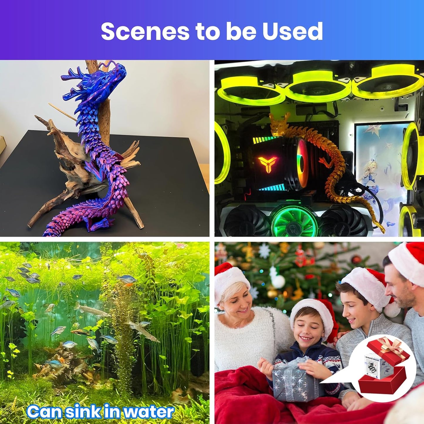 3D Printed Dragon,Chinese Dragon,Dragon Statue,Fidget Toys,18 in,Fidget Toys for Autism/ADHD,3D Printed Present Toy, Executive Desk Toys,Home Office Decor