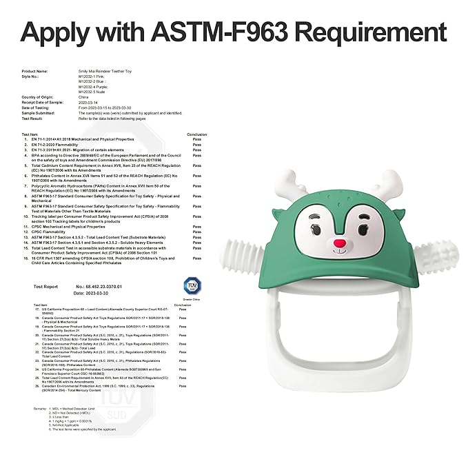 Smily Mia Baby Christmas Stocking Stuffers, Baby Teething Toys丨Penguin Teether for 0-6M, Reindeer Chew Toys for 3-6M,Teething Mittens for 6-12M Babies, My First Christmas Gift, Pine Green