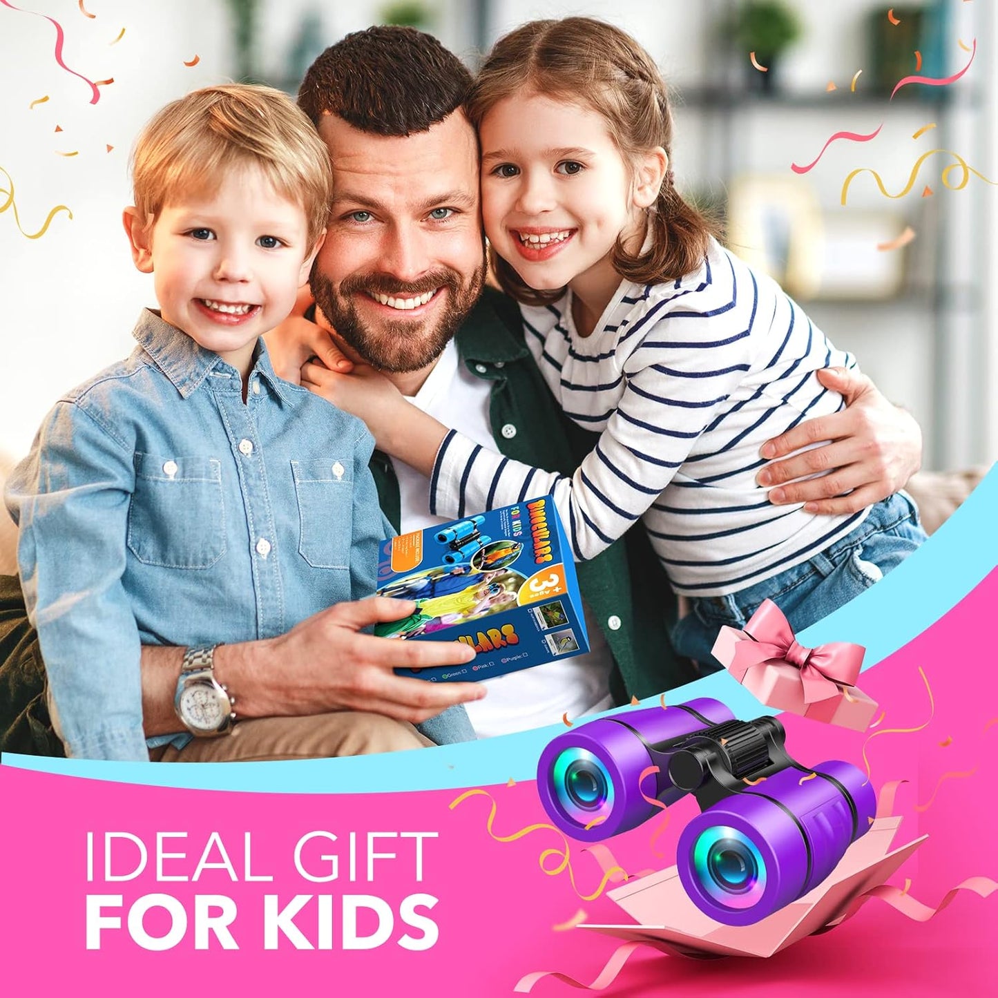 Girls Toys Age 3-7: LET'S GO! Compact Bird Watching Binoculars for Kids Ages 3 4 5 6 7 Year Old Girl Boy Gifts Idea Outside Travel Educational Toy for Kid Preschool Toddler Easter Stuffers